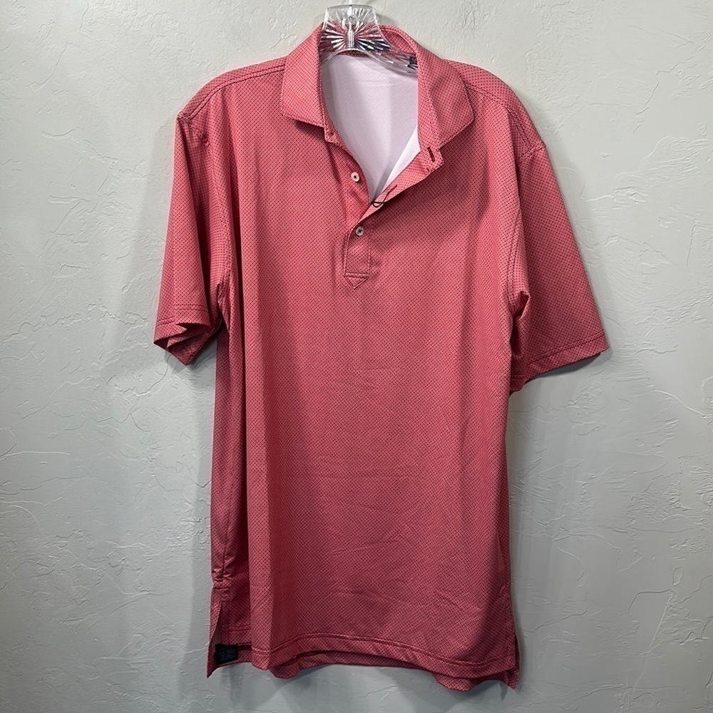 Turtleson Clarence mini diamond Jaquard performance polo red size medium.NWT
